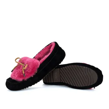 

Fashion Women Genuime Leather Flats Real Fur High Quality Casual Warm Winter Shoes Women Flat Shoes Slip on Loafers New Arrival