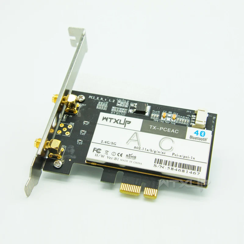 WTXUP беспроводной-AC 7265 802.11ac 867 Мбит/с+ 300 Мбит/с PCI Express Настольный WiFi адаптер Bluetooth 4,0 для Intel 7265AC ПК wifi карта