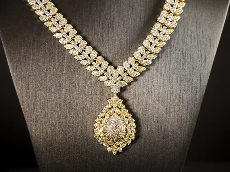 Cubo da Liga de Cobre de Zircônio Jóia do Casamento de Luxo Conjunto de Jóias Colar Brincos Pulseira 5 Cubo Da Liga de Cobre de Zircônio