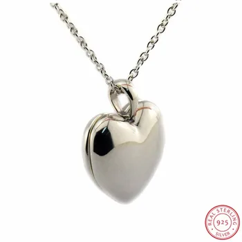

Real 925 Sterling Silver Love Lecket Pendant Necklaces for Women Jewelry Feature Dangling CZ Heart in Rounded Heart 90cm FLN023