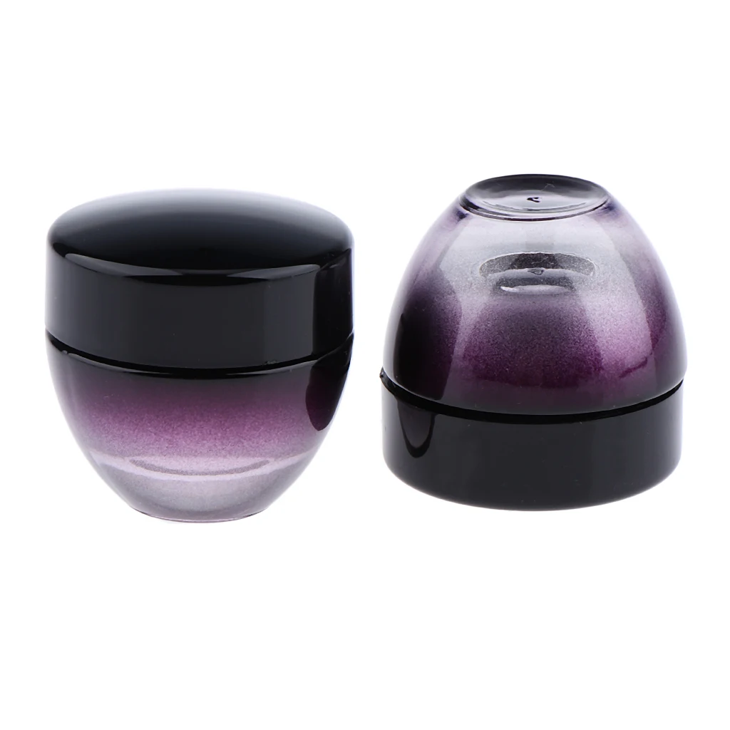 

2Pcs 15g Purple Glass Refillable Cosmetic Jars Empty Face Cream Lip Balm Storage Container Pot With Black Lids
