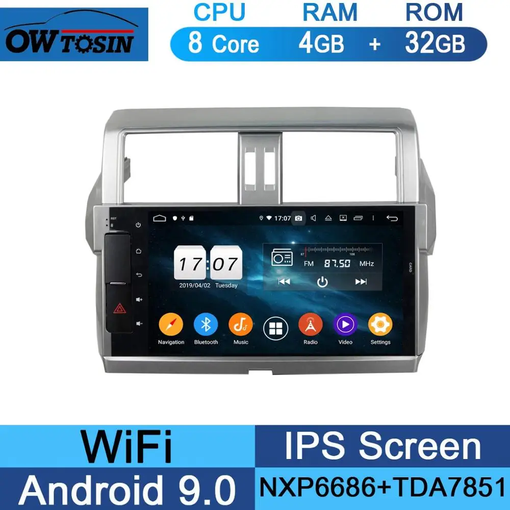 10," ips Android 9,0 8 Core 4G+ 64G Автомобильный мультимедийный dvd-плеер для Toyota Prado LC150 150 Land Cruiser 2013- DSP CarPlay радио - Цвет: 32G