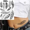 Tatuajes temporales de Henna para mujer, pegatinas de encaje de plumas de estilo Tribal indio, negro, tatuajes para el brazo para mujeres, tatuajes personalizados ► Foto 1/6