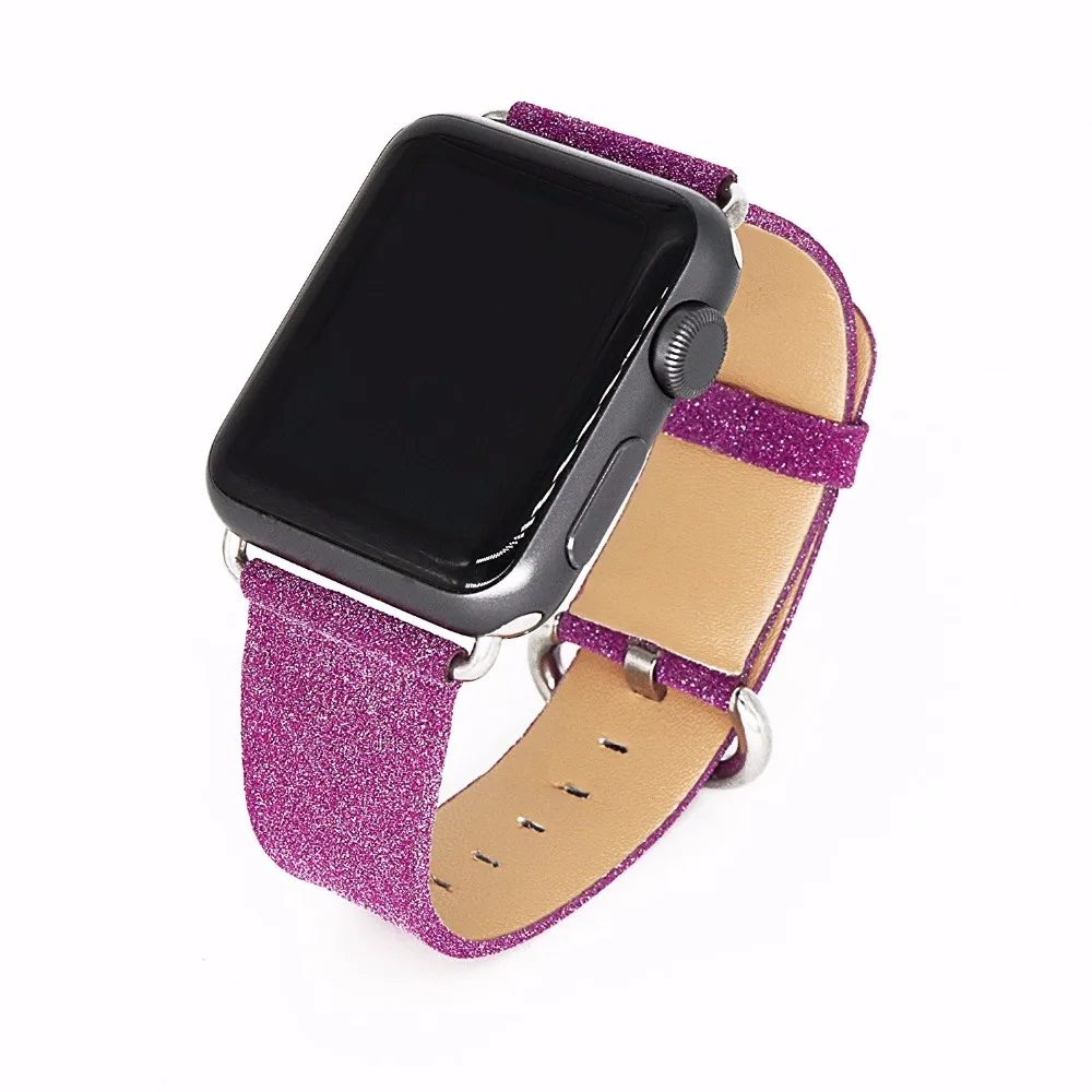 FOLOME Apple Watch кожаный ремешок iWatch экстремальный роскошный блестящий браслет с