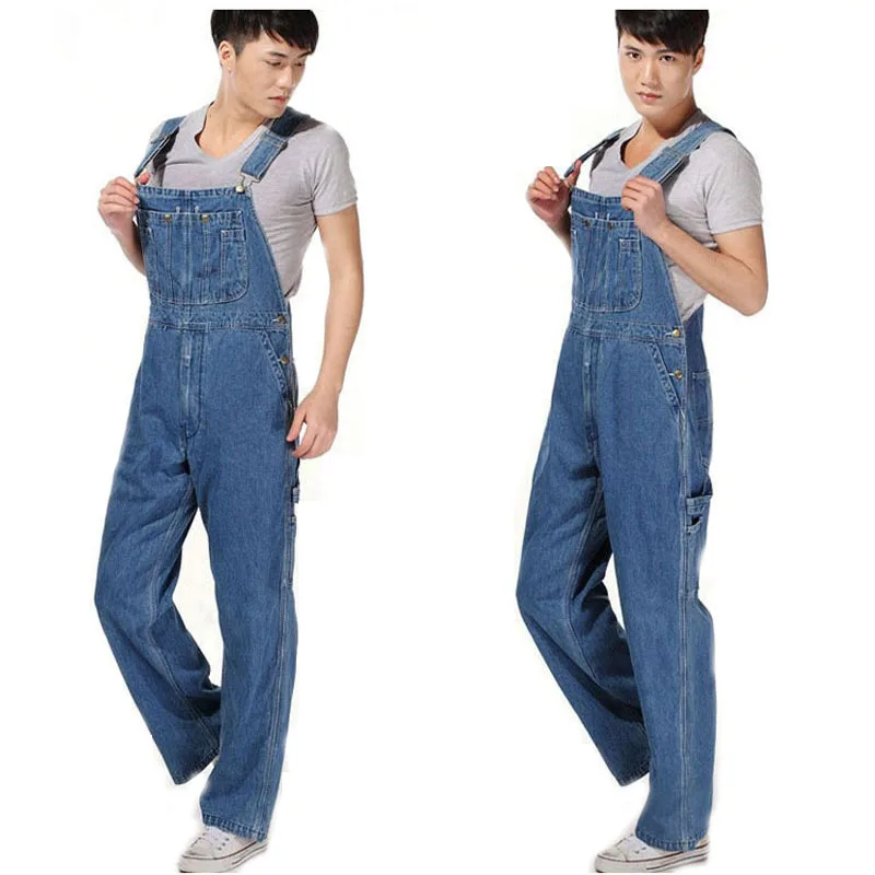 Hot 2018 Men's Plus Size Overalls Large Size Huge Denim Bib Pants Fashion Pocket Jumpsuits Male Free Shipping Brand  
