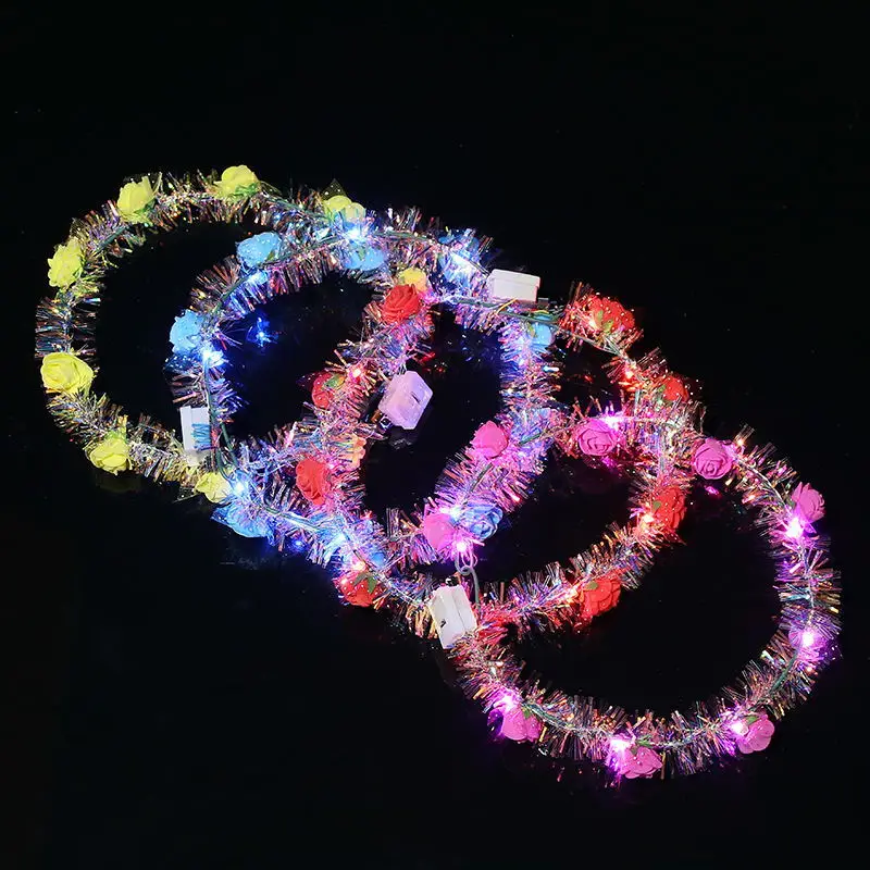 Flashing Luminous 3-Modes Light LED Crown Garland Headband Headdress Floral Flower Wreath Night Party Club Bar Decor Props | Дом и сад
