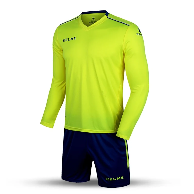 

Kelme K16Z2004L Men Autumn Long Sleeve Thin Training Light Board Team Football Jersey Suit Yellow Navy Wholesale