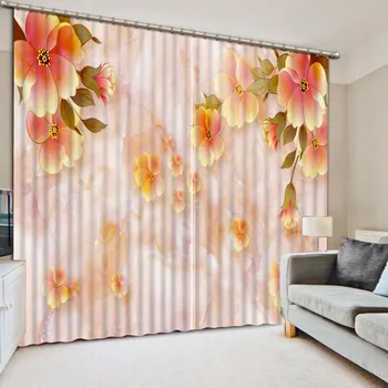 

3D Curtain Fashion Customized Jade Flower Curtains For Bedroom New Custom 3D Beautiful Blackout Shade Window 3D Curtain
