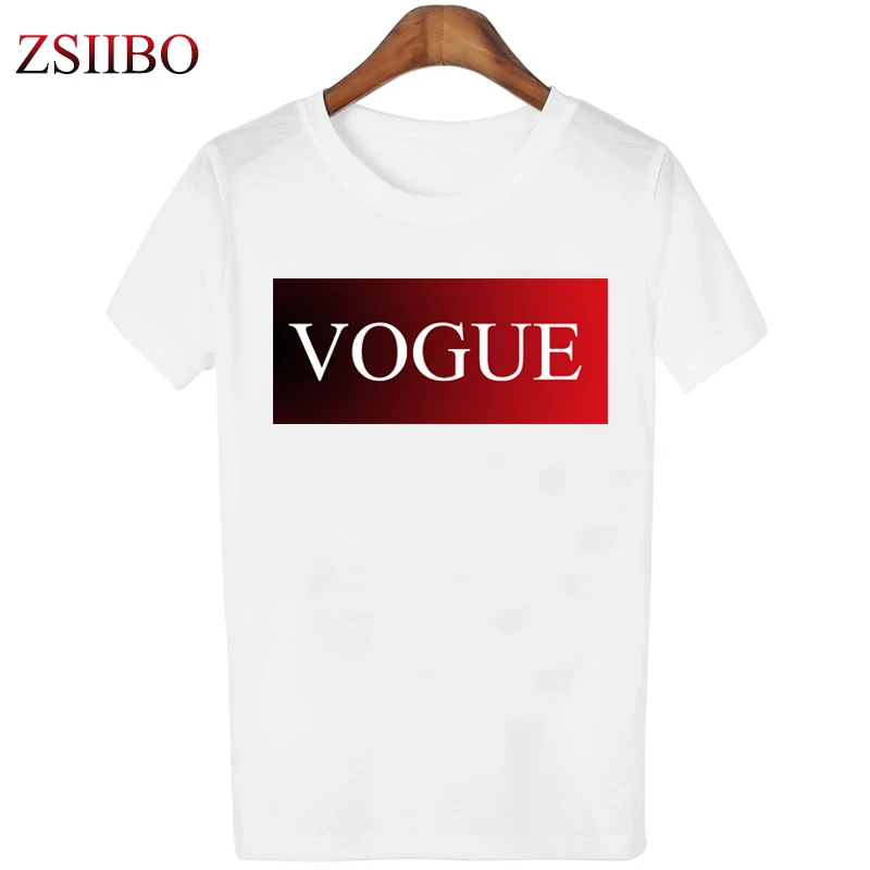 

2019 Summer Women Blouses VOGUE Gradient Color Letter Printing Brand Blouses Casual Loose Short Sleeve O Neck Women Clothing