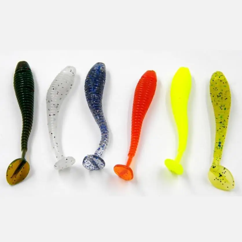 

7PC Super Soft 6CM Road Fishing Lure Bait Maggots Soft Plastic Bait Tail Soft Swimbait fish Path Sub-Bait for Outdoor P30
