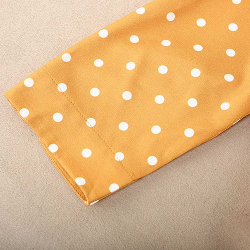 Yellow Polka Dot Dress - V-Neck Wrap Dress for Women, Perfect for Summer and Autumn - Vintage Long Casual Dresses, Only in Plus Sizes image 5