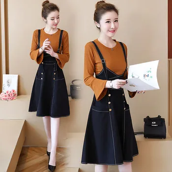 

Autumn And Winter 2019 Korean Plus Size Two Piece Set Strapless Fashion Womens Outfits Skirts Fashionable Kawaii Clothing