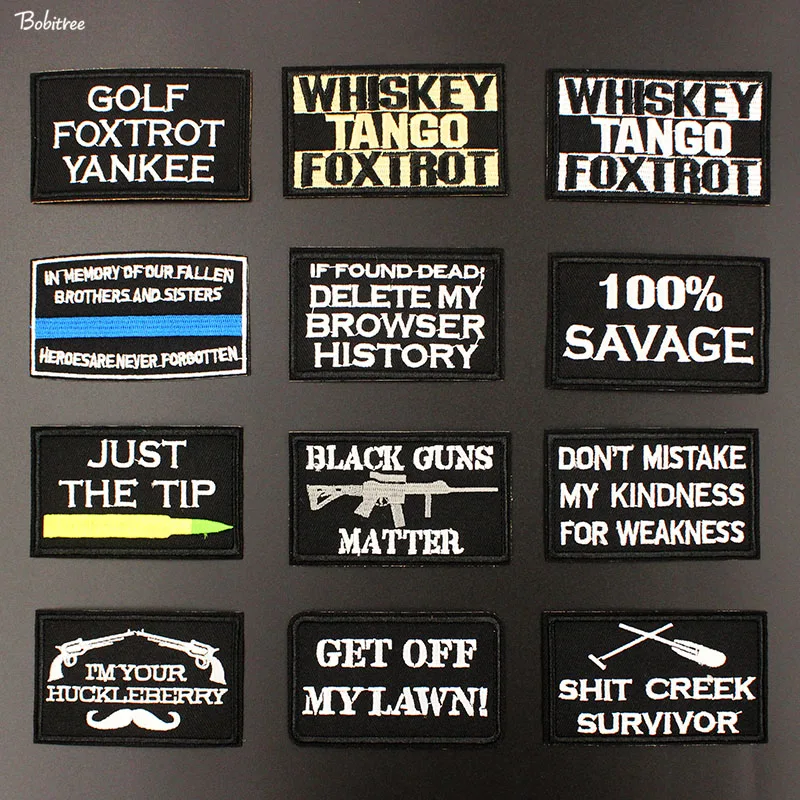 

Tactical Morale Black Letters Words Logo Iron on Patches for Jacket Jeans Embroidered Badges DIY Applique Stickers