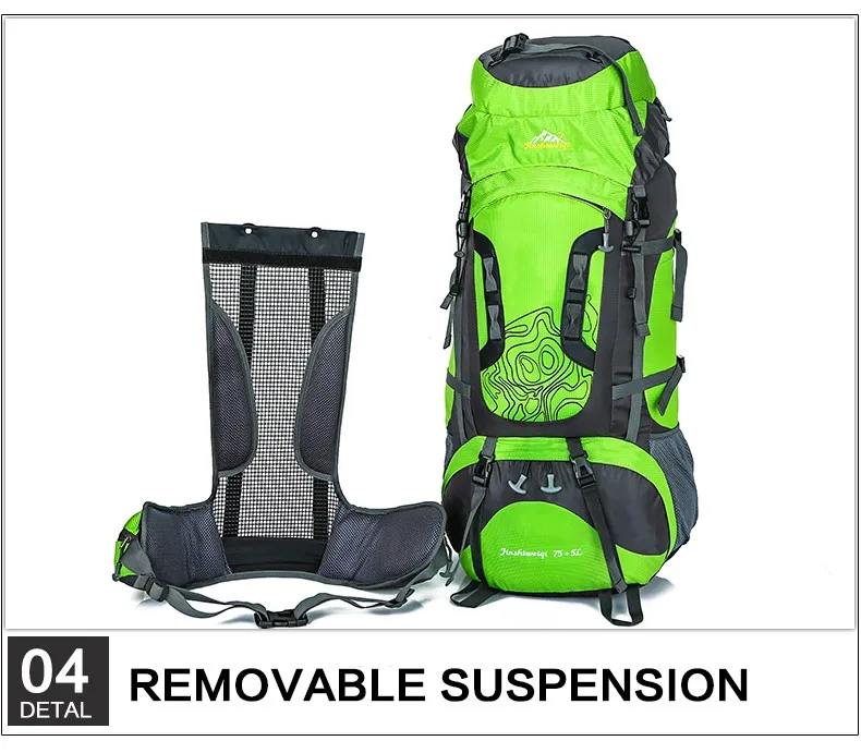 80L Outdoor Backpack Unisex Large Professional Mountaineering Backpack Waterproof Nylon Bags Climbing Hiking Camping Rucksack