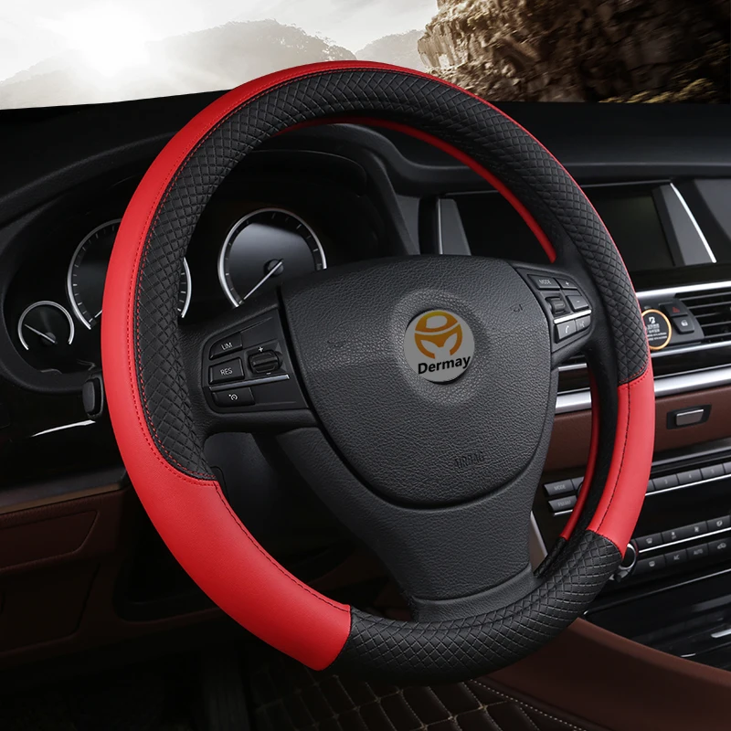 PU Leather Universal Car Steering-wheel Cover 38CM Car-styling Sport Auto Steering Wheel Covers Anti-Slip Automotive Accessories PU Leather Universal Car Steering-wheel Cover 38CM Car-styling Sport Auto Steering Wheel Covers Anti-Slip Automotive Accessories