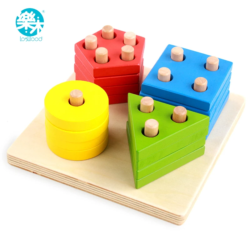 Baby toys Wooden blocks shape jointed board montessori teaching leaning education building