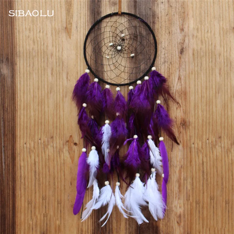 

New weddings decoration party diy handmade dream catcher with purple feather dreamcatcher home wall decor