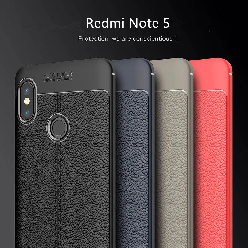 

For Xiaomi Redmi Note 5 Case Silicone Shockproof Cover Luxury PU Leather Litchi Pattern Soft Case for 5.99 inch Redmi Note 5