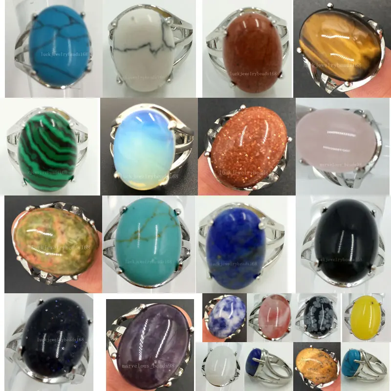 

Howlite Jaspe Tigers Eye Malachite Opal Goldstone Crystal Unikate Lapis Lazuli Carnelian Cherry Quartz Art Oval Ring WB563