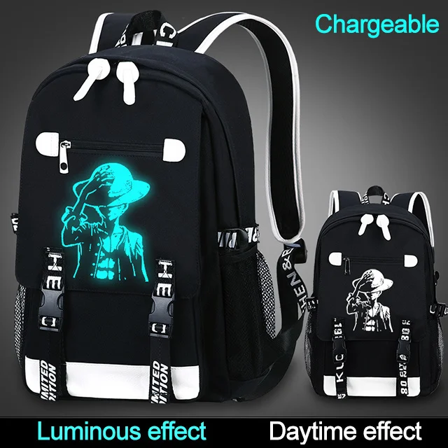 Student School Backpack 3D Luminous Animation USB Charge School bag for Teenager boy anti-theft children's backpack schoolbags - Цвет: Pirate one