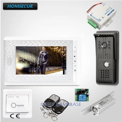 

HOMSECUR 1 Monitor+1 Camera+Strike Lock 7inch Color TFT LCD Video Door Phone Intercom System