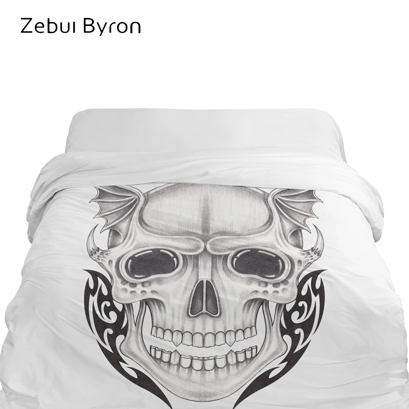 

1PCS 3D Duvet Cover 220x240/140x200/180,HD Print Quilt/Blanket Cover,Halloween demon Skull Bedding King/Queen/Double Drop Ship