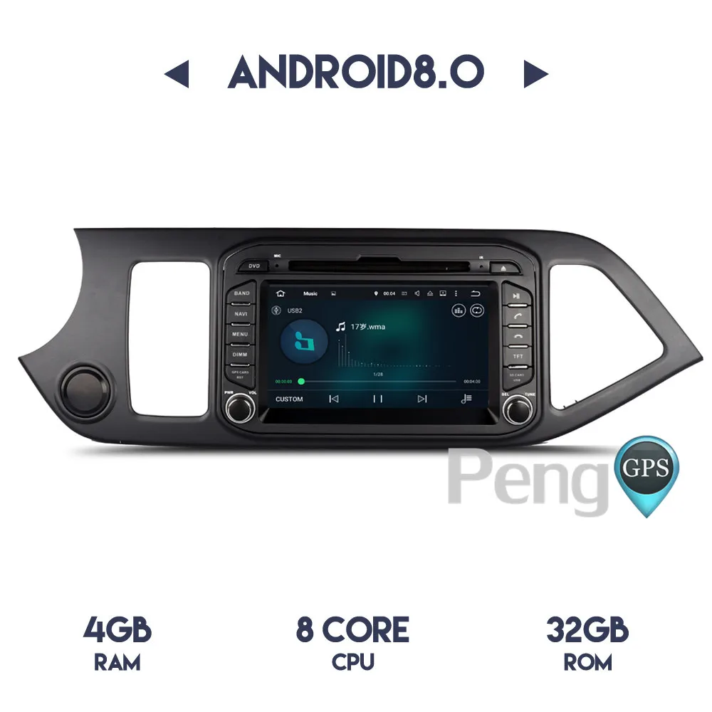 Perfect Android 8.0 Two Din Car GPS Radio for KIA PICANTO MORNING 2011-2016 GPS Navigation CD DVD Player Autostereo HIFI Music Unit 5