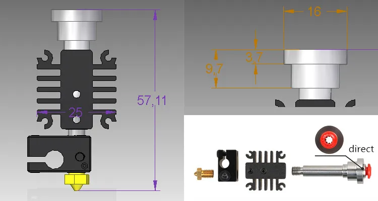 Запчасти для 3D принтера j head V6 модернизированная J с вентилятором bowden hotend kit на