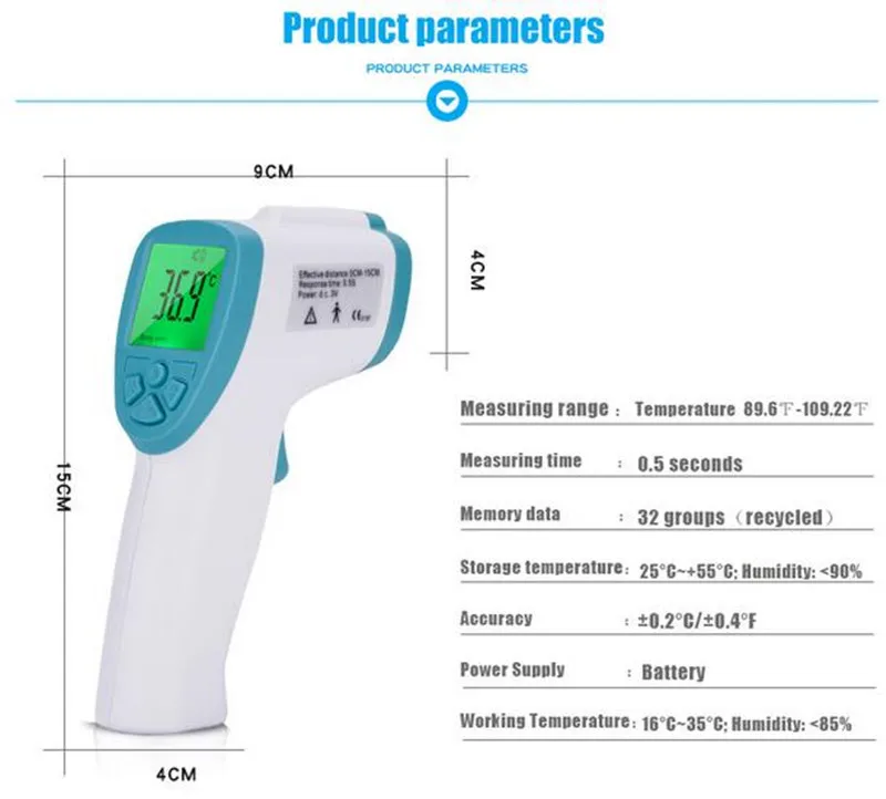 Цифровой инфракрасный термометр lcd Бесконтактный ИК инфракрасный градусник поверхность тела измерительная пушка ручной