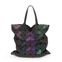 Famous Brands Women BaoBao Bag Geometry Sequins Mirror Saser Plain Folding Bags Luminous Handbags PU Casual Tote Bao Bao Package