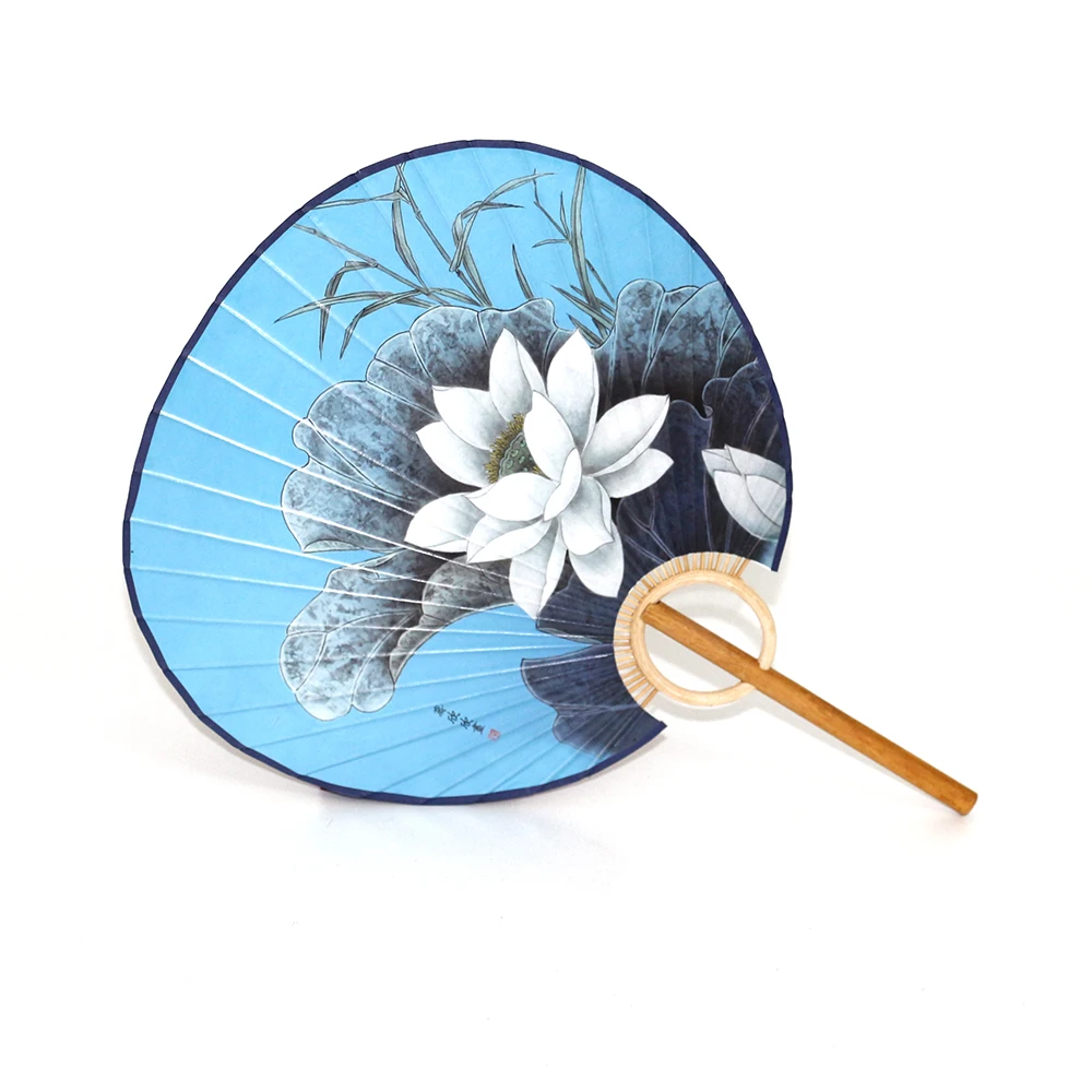 Chinese Traditional Culture Classical Round Silk Fans Portable Fan for gift Round Cool Summer
