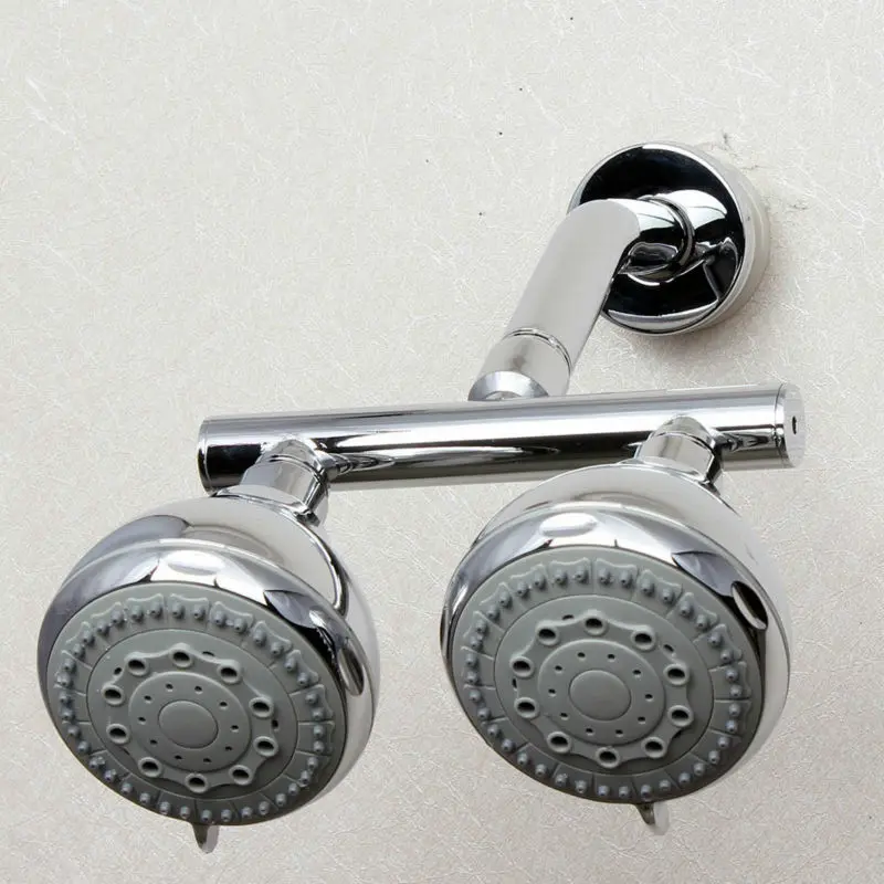 Dual Brass Shower Head Manifold Shower Arm With 5 Function Twins ABS