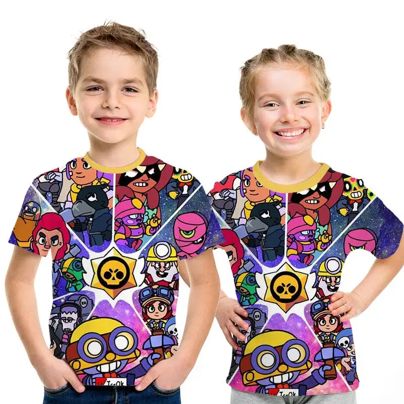 

Children's clothes 2019 BRAWL STARS Kids 3D T-shirt Summer Casual Boys Girls T Shirt Fashion Cool Soft Parent-child T-shirt Game