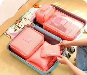 

Home travel essentials portable classification storage bag High Capacity Luggage Clothes Tidy Storage Pouch 6 pieces suit