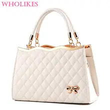 Wholikes 2017 Fashion Brand Beige PU Leather Women Shoulder Handbags Luxury Designer Top handle Bags High