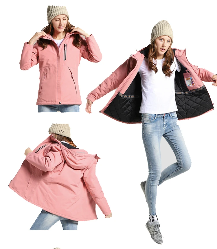 Cabolsa de Acampamento ao ar Livre Aquecido Caminhadas Jaqueta Feminina Inverno Quente Trekking Blusão Ski Jaquetas Impermeáveis Cabolsas Am354 Usb 24 Jaq. caminhada