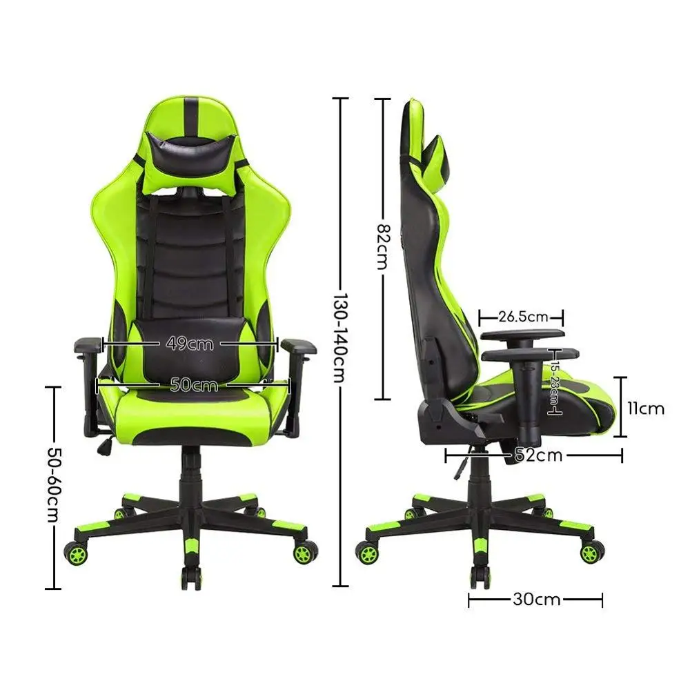 Racing Chair Office Executive Computer Chair with Adjustable Height and the Backrest Tilted  Head Pillow Movable Lumbar Cushion