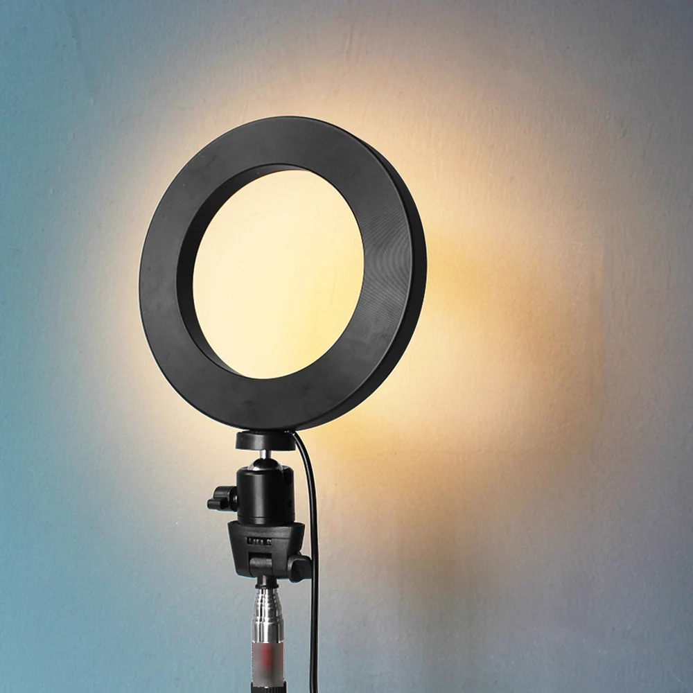 200 мм светодиодный светильник для видео, круглая лампа для селфи-камеры с питанием от USB, управляемая 10 уровней, регулируемая яркость 3200-5500k 360 светильник