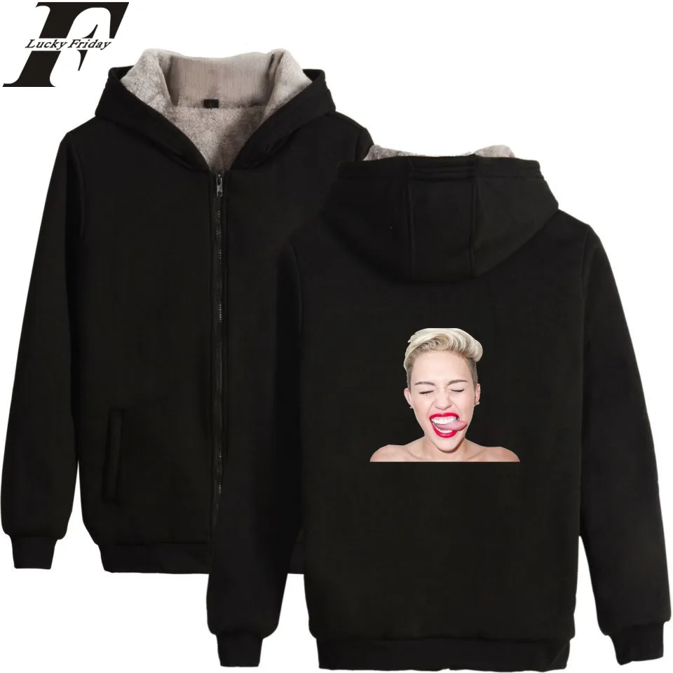 Модная Толстовка Miley Cyrus толстовки на молнии Kpop теплые зимняя одежда для мужчин и