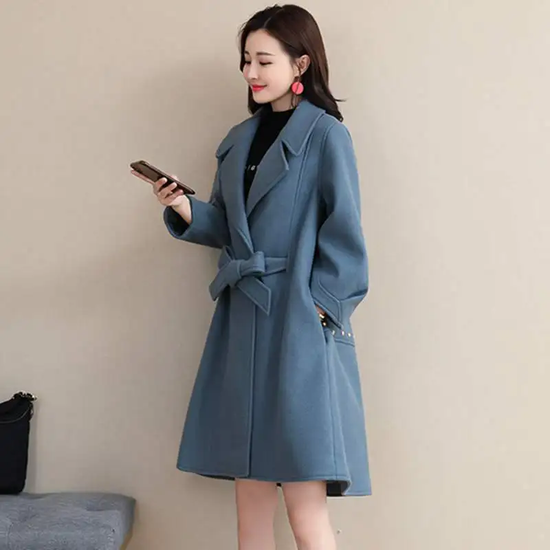 Dames Hiver Mode Blue Manteau White Vêtements Pr315 2018 Femmes Veste De Moyen Long creamy Nouvelle Élégantes pink Laine Mince Sauvage Tempérament Automne SxF5qA7