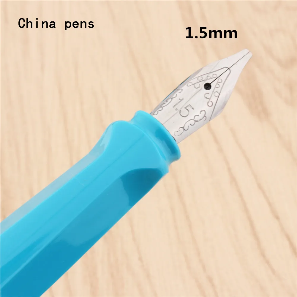 Роскошный Jinhao 873 небесно-голубая английская каллиграфия Duckbill параллельная художественная ручка цветок тело плоская тибетская Арабская авторучка - Цвет: 1.5mm-pen