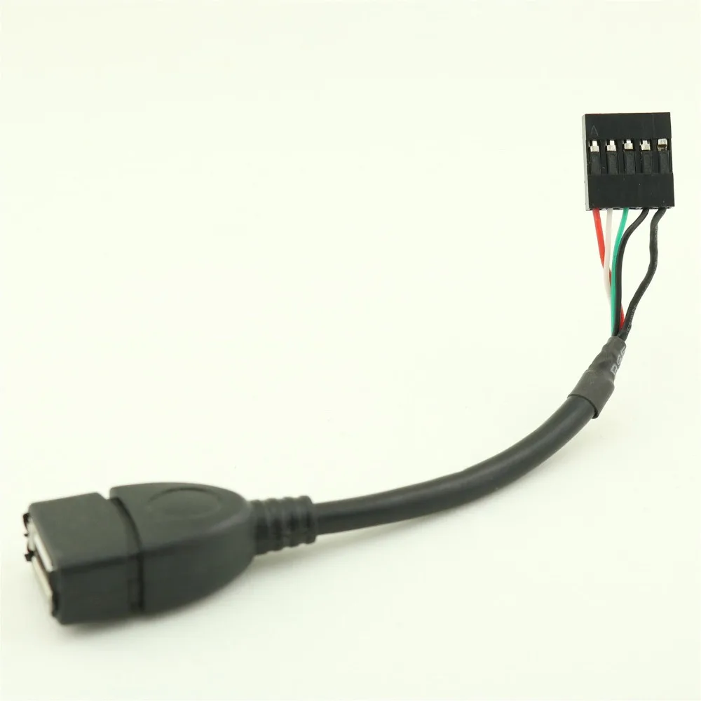 10 шт. 10 см USB 2,0 Тип(мама) Дюпон 5-контактный клемма женского типа данных адаптер материнской платы кабель черного цвета