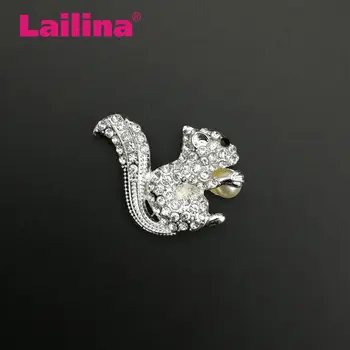 

10pcs/lot Wholesale Squirrel Brooch Pins Full of White Crystal Rhinestone Brooches