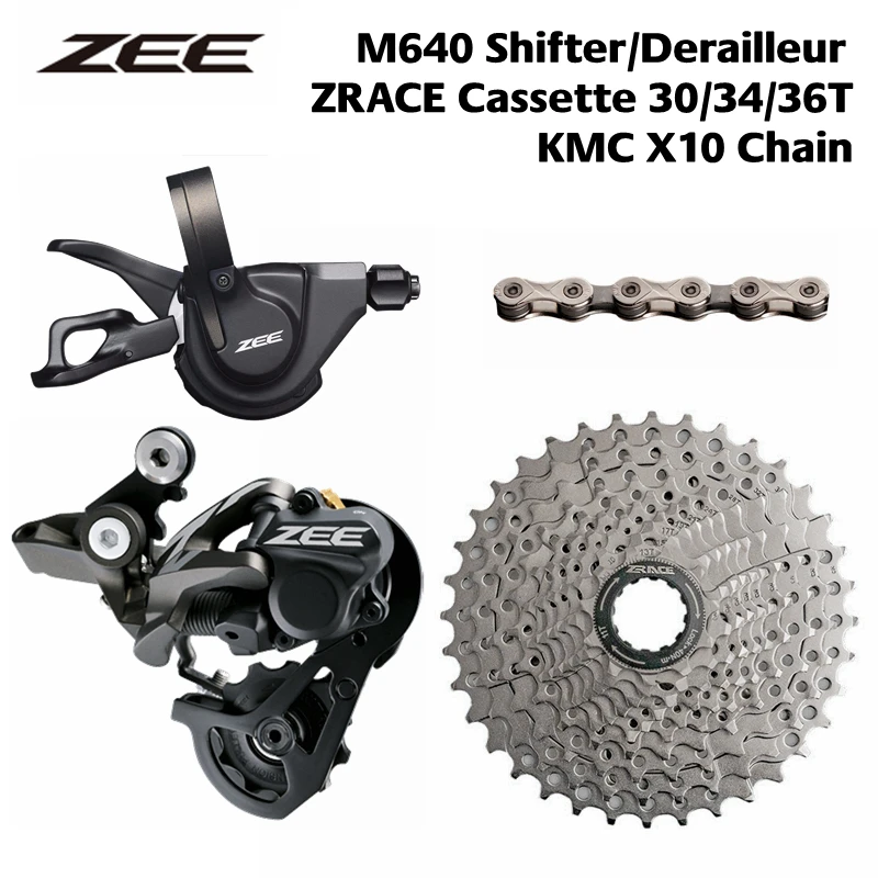 

Shimano ZEE M640 10s 10 Speed Groupset Rear Derailleur + Trigger Shifter + ZRACE 11-34T 11-36T Cassette + KMC X10 Chinas