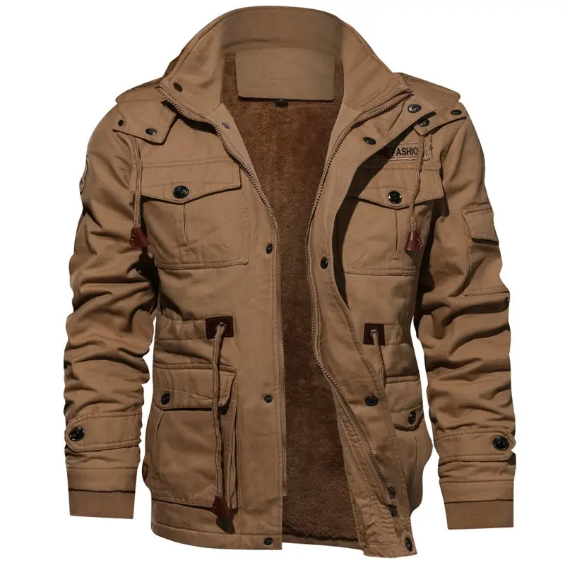 price reduction  2019 New Arrival Men's Winter Fleece Jackets Warm Hooded Coat Thermal Thick Outerwear Male Military