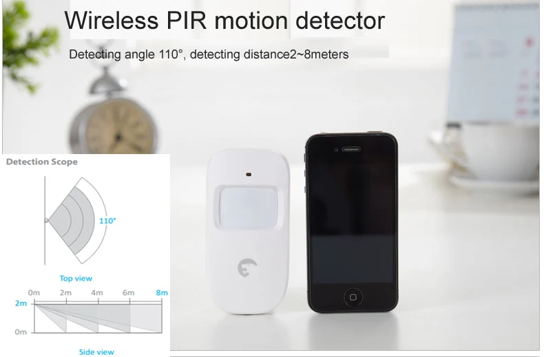 sensor de movimento, detector de fumaça, sirene,