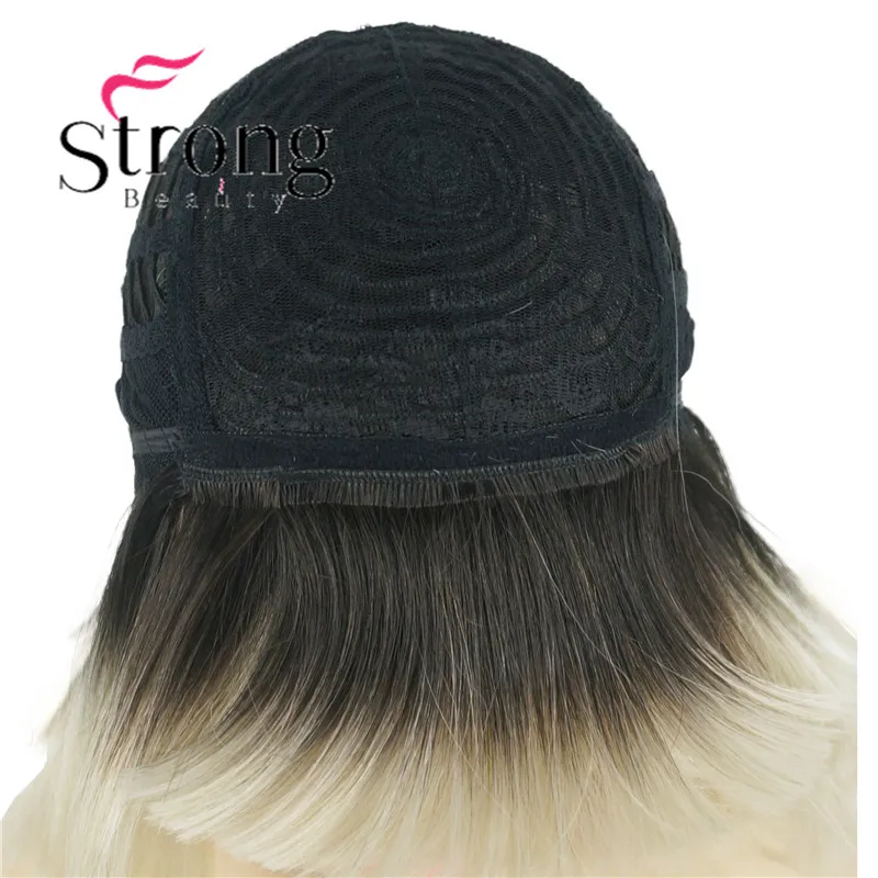 Сильный красота 10 дюймов блондинка с эффектом деграде(переход от темного к Боб термостойкие полный синтетический парик для Для женщин