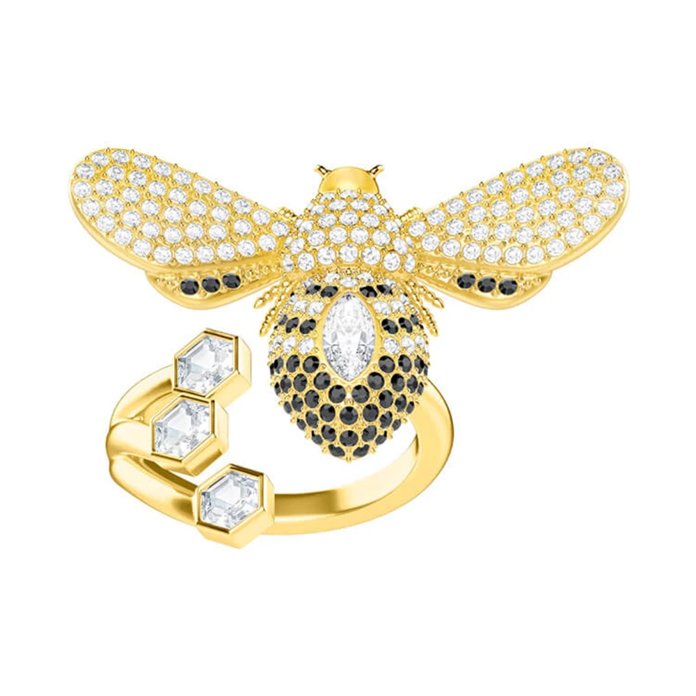 

2018 Summer New Gorgeous dazzling bee gold-plated ring Diamond White Swan Series Jewelry for Women LESLIE Ring Factory