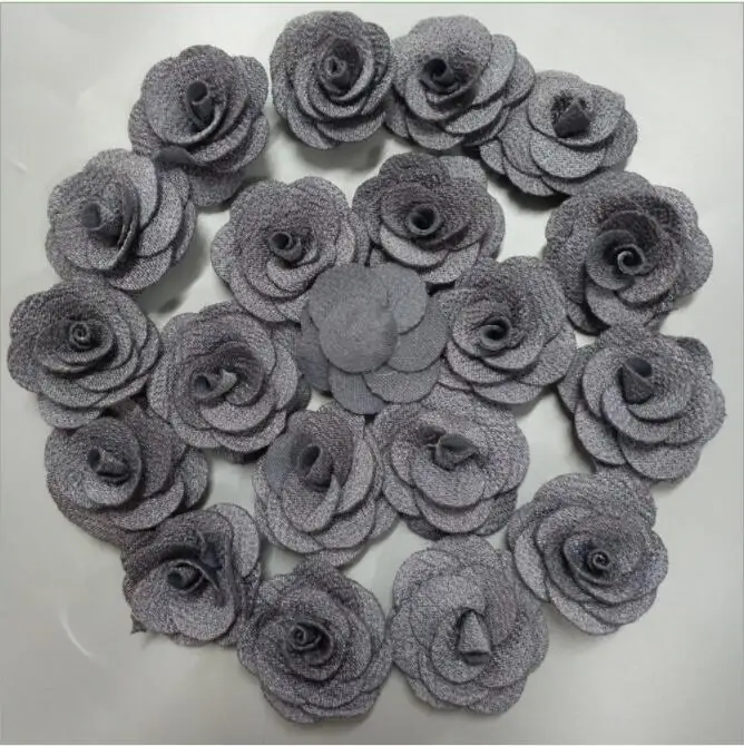 200 шт./пакет серый ручной работы диаметр 3,5 см шелк искусственный цветок розы для украшение в виде свадебного букета цветок DIY аксессуары для