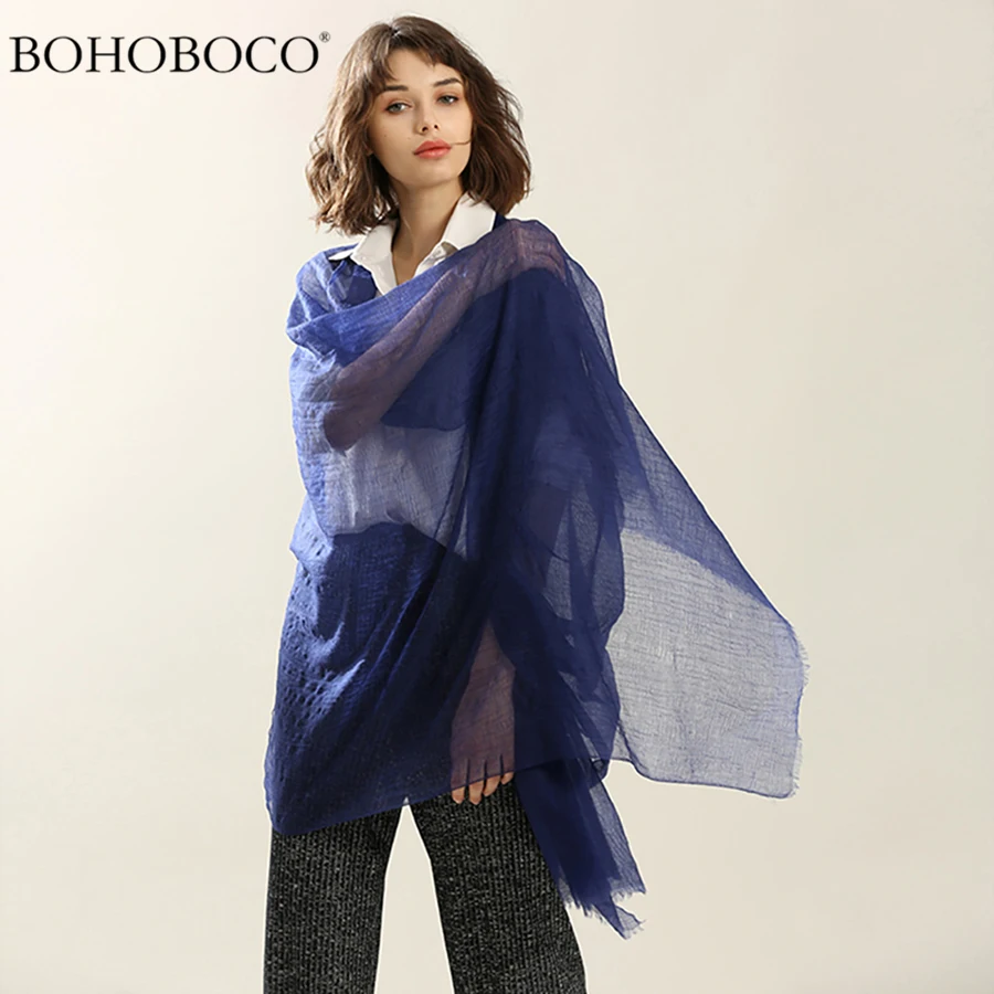 

BOHOBOCO 2017 hot sale autumn winter plain weave solid color 200s cashmere infinity scarf lady thin soft pashmina shawl